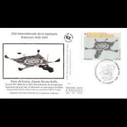 FDC soie - Cité int. de la tapisserie (2 env) - oblit 6/11/15 Aubusson