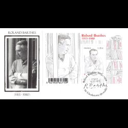 FDC soie - Roland Barthes - oblit Cherbourg Octeville