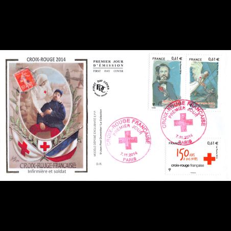 FDC soie - 150 ans de la croix rouge (2 env) - oblit 7/11/14 Paris