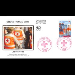 FDC soie - Croix-rouge - Les bénévoles (2 env.) - 20/10/2023