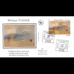 FDC soie - Tableau William Turner - oblit 19/2/2010 Calais