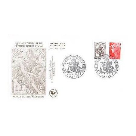 FDC - 150e anniv 1er timbre fiscal mobile Cabasson, oblit 6/11/10 Paris