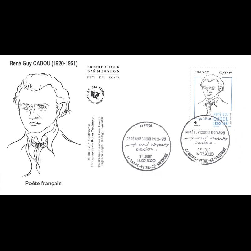 FDC JF - René Guy Cadou (1920 - 1951) - 14/2/2020 Ste-reine-de-Bretagne