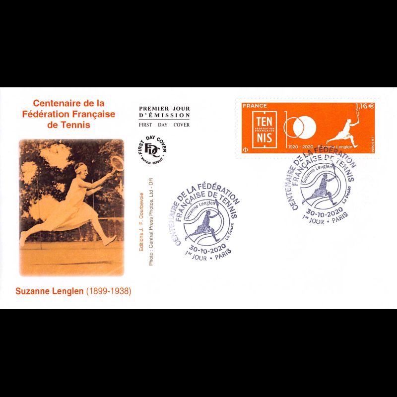 FDC JF - Suzanne Lenglen. Centenaire de la F.F.T - 30/10/2020 Paris