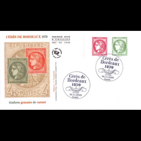 FDC JF - Cérès de Bordeaux. Paire de carnet gommé - 6/11/2020 Paris