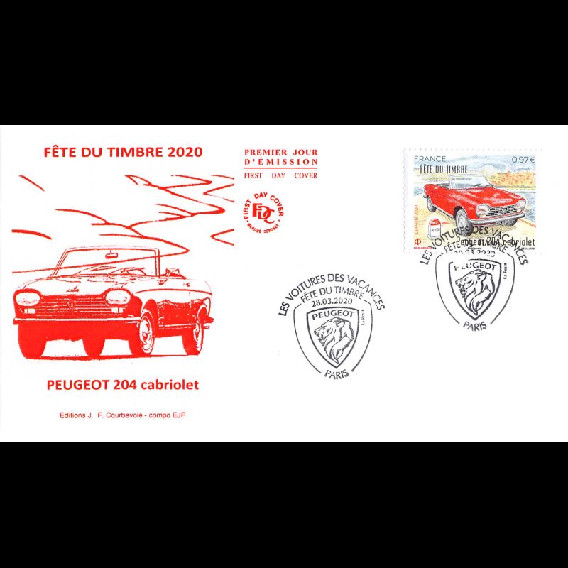 FDC JF - Fête du timbre. Peugeot 204 cabriolet - 28/3/2020 Paris