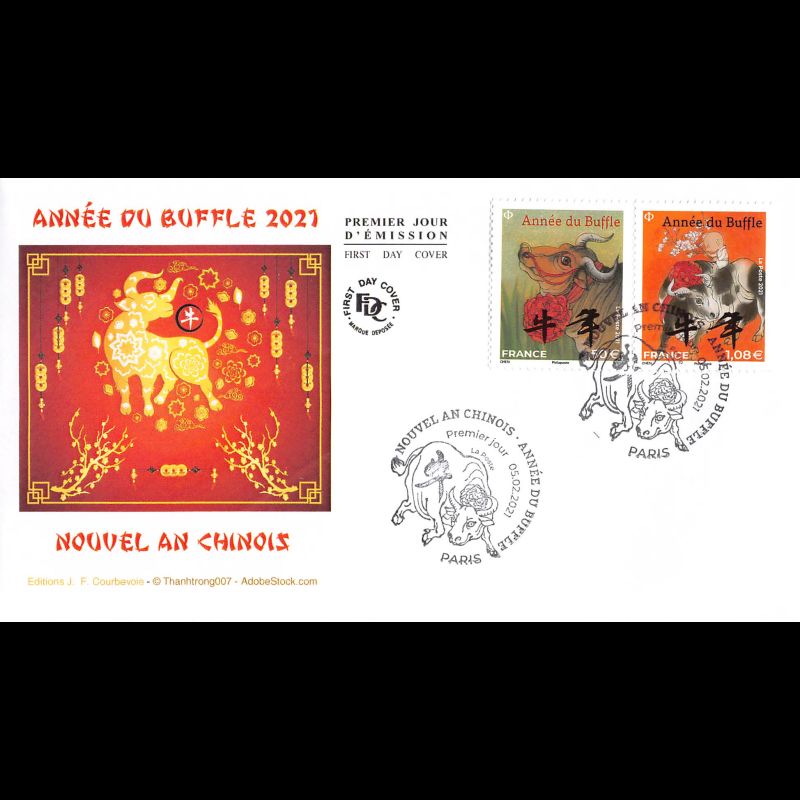 FDC JF - Nouvel an chinois. Année du buffle - 5/2/2021 Paris