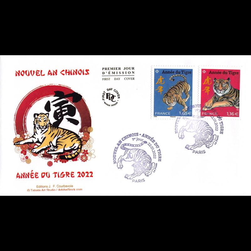 FDC JF - Nouvel an chinois. Année du tigre - 22/1/2022 Paris