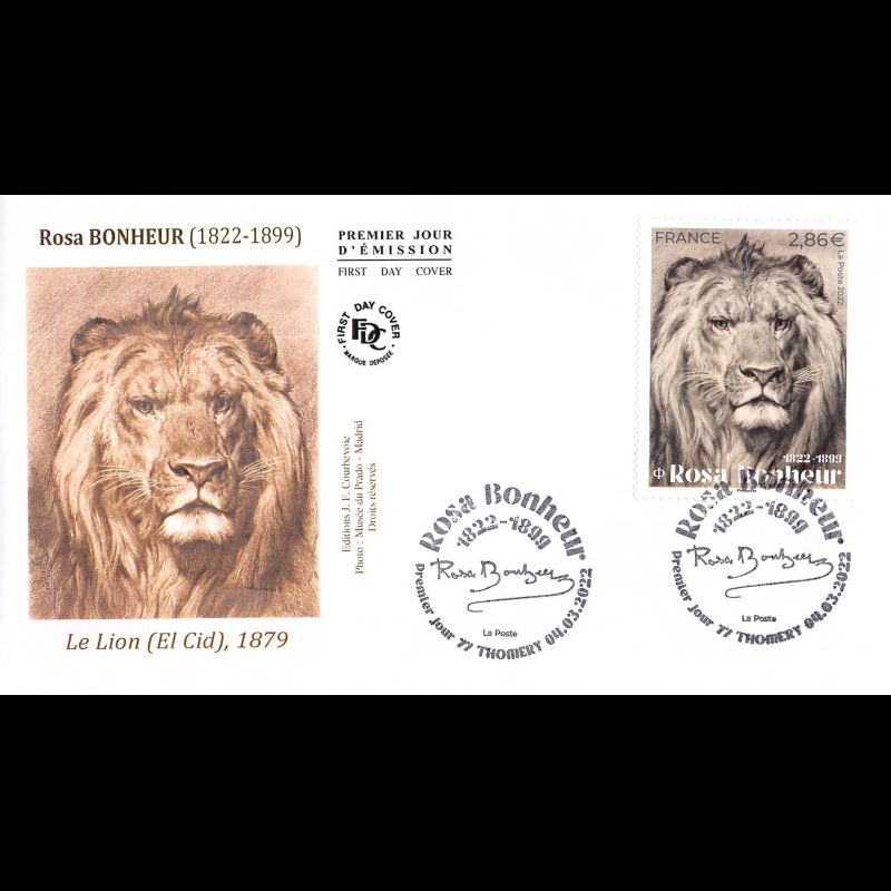 FDC JF - Tableau Rosa Bonheur, le Lion - 4/3/2022 Thomery