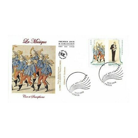 FDC - Musique, cor et saxophone - oblit 29/1/2010 Paris