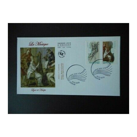 FDC - Musique, lyre et harpe - oblit 29/1/2010 Paris