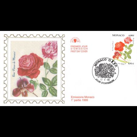 CEF soie - Rose Jubilé, oblit 14/2/99