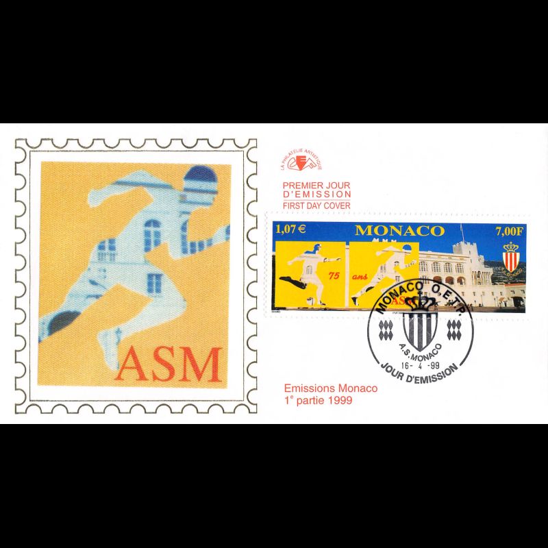 CEF soie - 75e Ann. de l'A.S.M. (2 env.), oblit 16/4/99