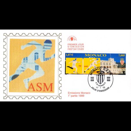 CEF soie - 75e Ann. de l'A.S.M. (2 env.), oblit 16/4/99