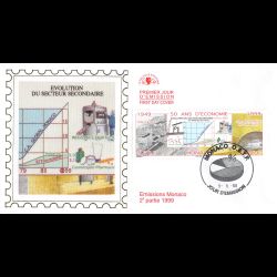 CEF soie - 50 ans d'économie (2 env.), oblit 5/5/99