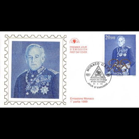 CEF soie - 50 ans de règne de SAS le Prince Rainier III, oblit 9/5/99