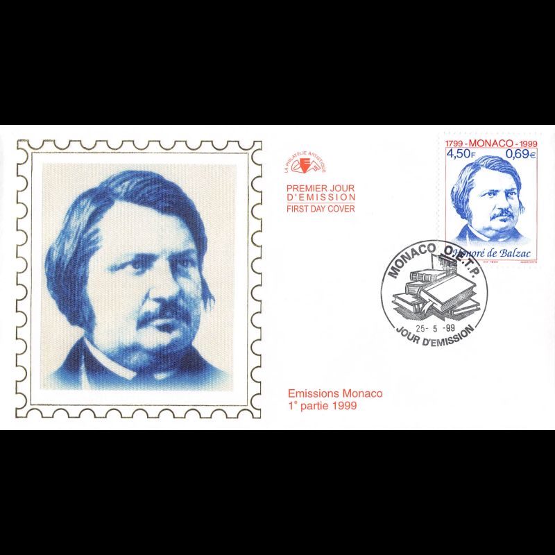 CEF soie - Honoré de Balzac, oblit 25/5/99