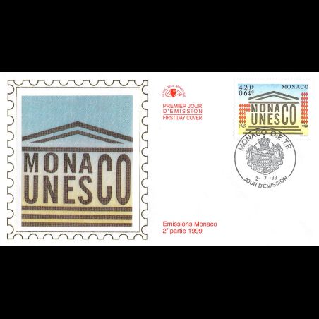 CEF soie - 50e Ann. Monaco et UNESCO, oblit 2/7/99
