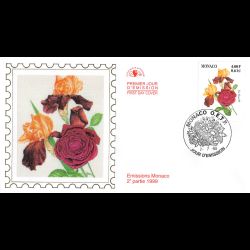 CEF soie - Rose et Iris Rainier III, oblit 2/7/99