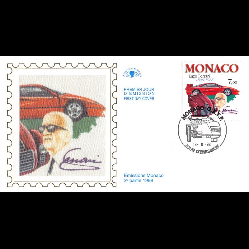CEF soie - Enzo Ferrari, oblit 14/8/98