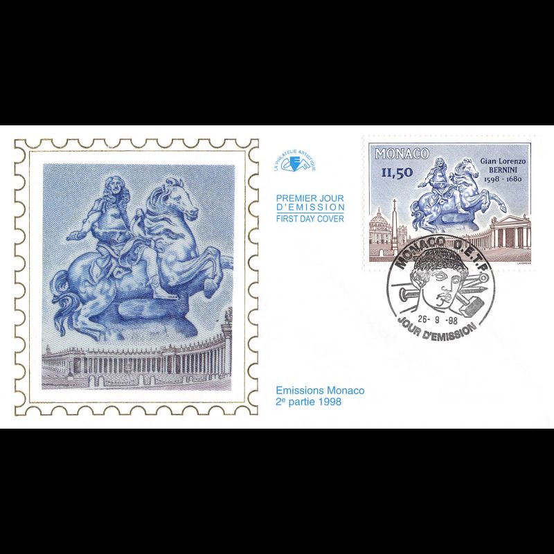 CEF soie - Sculpteur G.L. Bernini, oblit 26/9/98