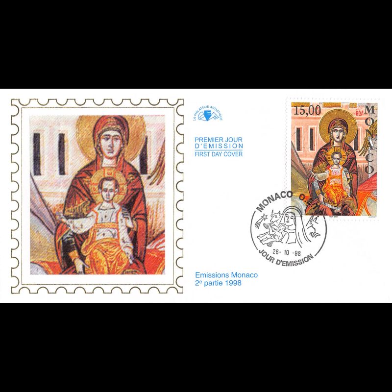 CEF soie - La Vierge et l'Enfant, oblit 26/10/98