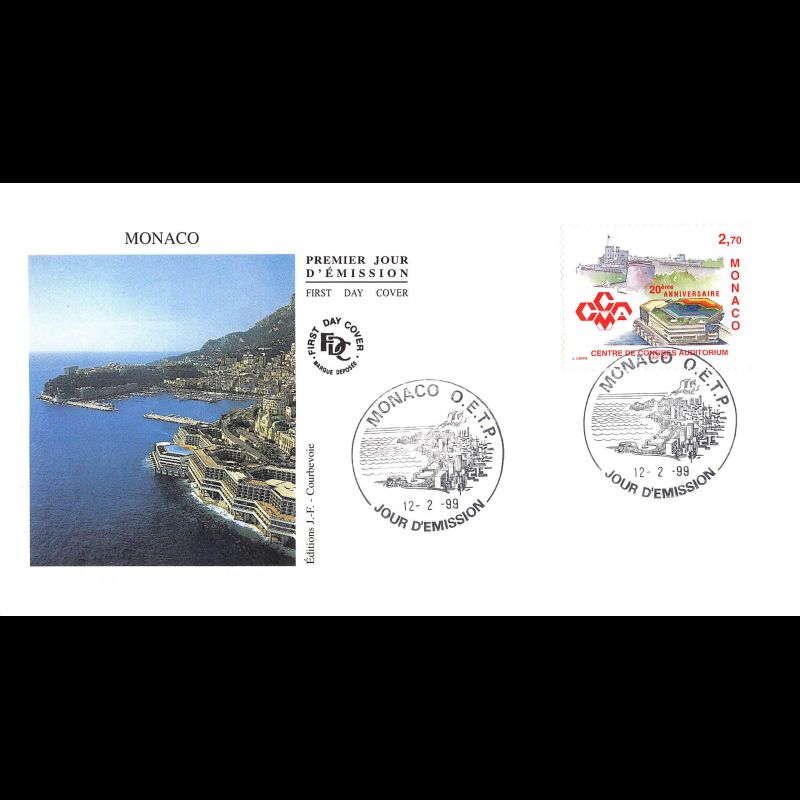 FDC JF - 20e Ann. du Centre Congrès Auditorium, oblit 12/2/99