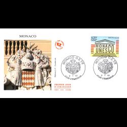 FDC JF - 50e Ann. Monaco et UNESCO, oblit 2/7/99