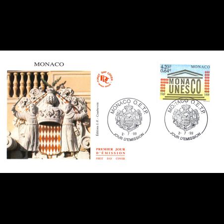 FDC JF - 50e Ann. Monaco et UNESCO, oblit 2/7/99