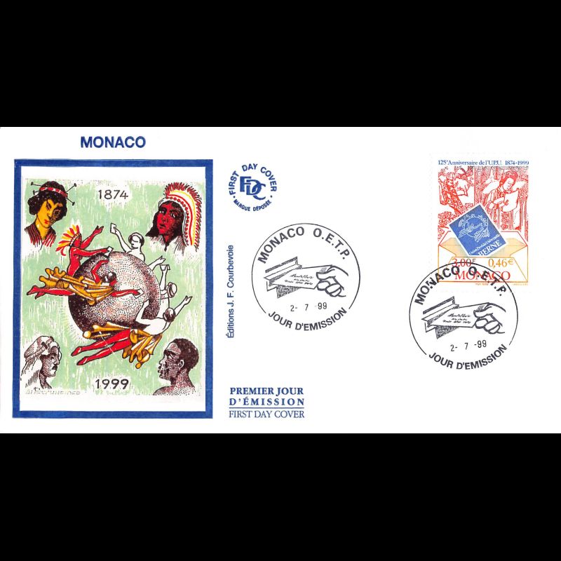FDC JF - 125e Ann. de l'U.P.U., oblit 2/7/99