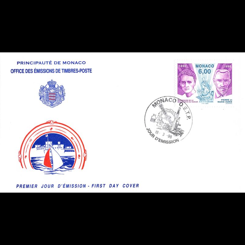 FDC - Découverte du radium, oblit 19/3/98
