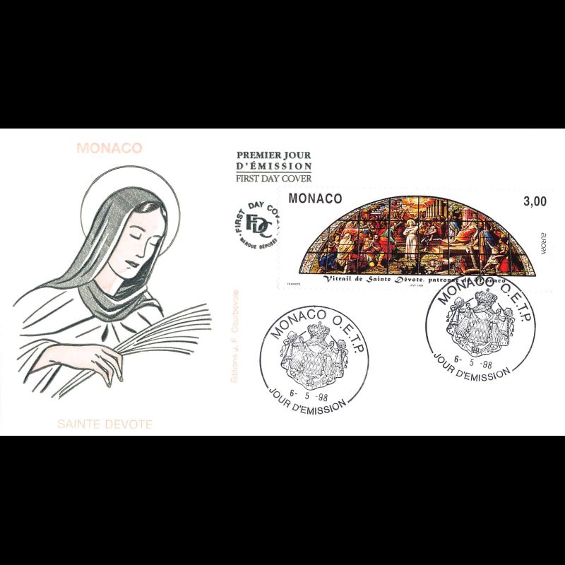 FDC JF - Europa 98, Sainte Dévote, oblit 6/5/98