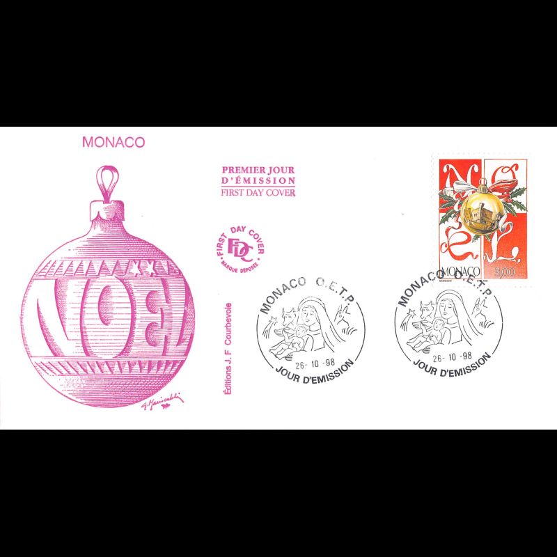FDC JF - Noël 1998 (2 env.), oblit 26/10/98