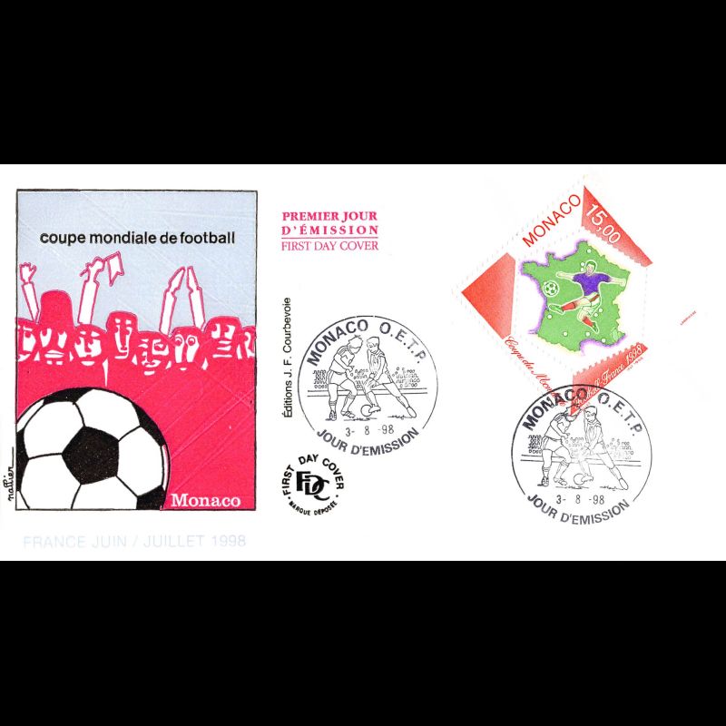 FDC JF - Coupe du Monde de Football 1998, oblit 3/8/98