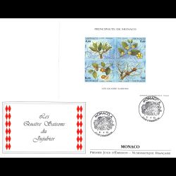 FDC GF LNF - Bloc quatre saisons du jujubier, oblit 3/4/95