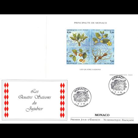 FDC GF LNF - Bloc quatre saisons du jujubier, oblit 3/4/95