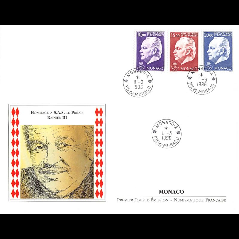 FDC GF LNF - Hommage à S.A.S. Le Prince Rainier III - 11/3/1996