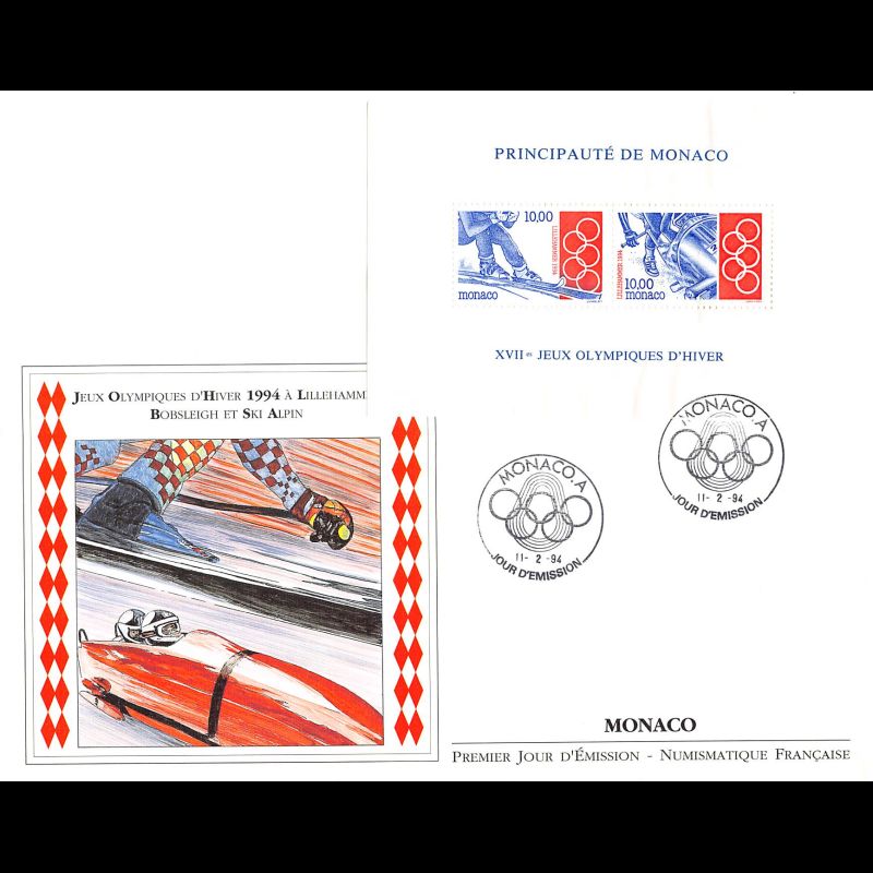 FDC GF LNF - Bloc J.O. d'Hiver 94 à Lillehammer, oblit 11/2/94