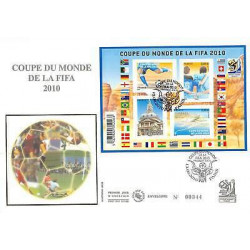 FDC GF soie - Bloc coupe du monde de football 2010 - oblit 13/6/2010 Paris