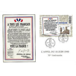 FDC GF soie - Bloc appel du 18 juin 1940 - oblit 18/6/2010 Paris