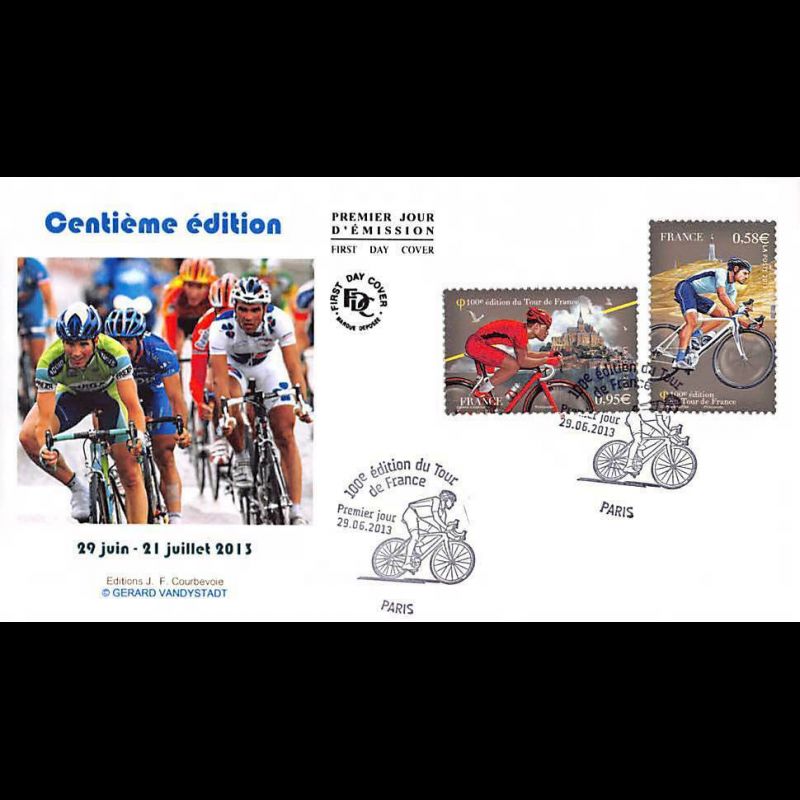 FDC - (1 sur 4) 100e édition du tour de France, oblit 29/6/13 Paris