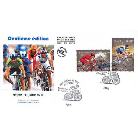 FDC - (1 sur 4) 100e édition du tour de France, oblit 29/6/13 Paris