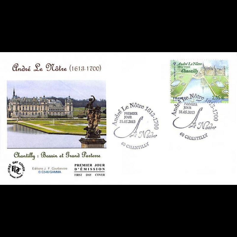 FDC - André Le Nôtre, bassin et grand parterre, oblit 31/5/13 Chantilly