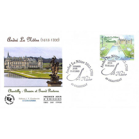 FDC - André Le Nôtre, bassin et grand parterre, oblit 31/5/13 Chantilly