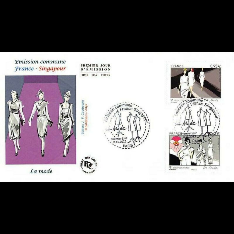 FDC - Emission commune France Singapour (env 2 sur 2), la mode, oblit 8/11/2013