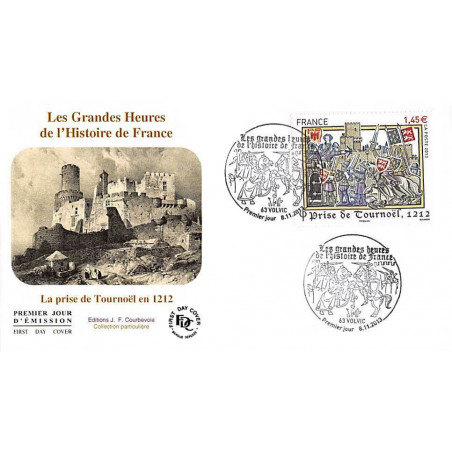FDC - Histoire de France, la prise de Tournoël en 1212, oblit 8/11/2013 Volvic