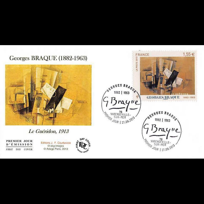 FDC - Tableau Georges Braque, le guéridon 1913, oblit 27/9/2013 Varengeville
