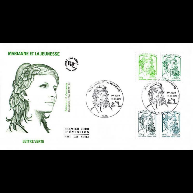 FDC - Marianne et la jeunesse (env 3 sur 4), oblit 15/7/13 Paris