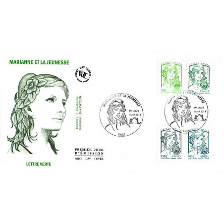 FDC - Marianne et la jeunesse (env 3 sur 4), oblit 15/7/13 Paris