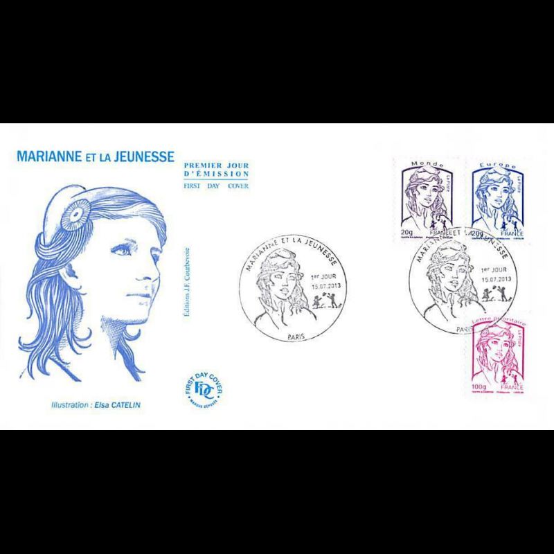 FDC - Marianne et la jeunesse (env 4 sur 4), oblit 15/7/13 Paris